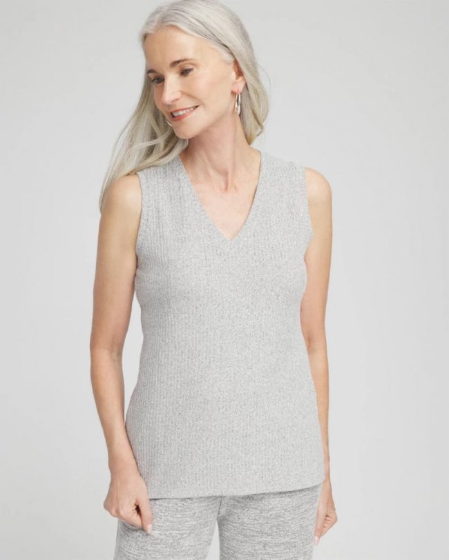 Chicos Zenergy® Soft Essentials V-Neck Tank - SALT AND PEPPER Chicos Zenergy® Soft Essentials V-Neck Tank - SALT AND PEPPER
