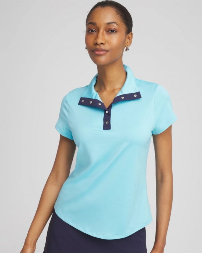 Chicos Zenergy® UPF Mockneck Short-Sleeve Top - PARADISO BLUE Chicos Zenergy® UPF Mockneck Short-Sleeve Top - PARADISO BLUE