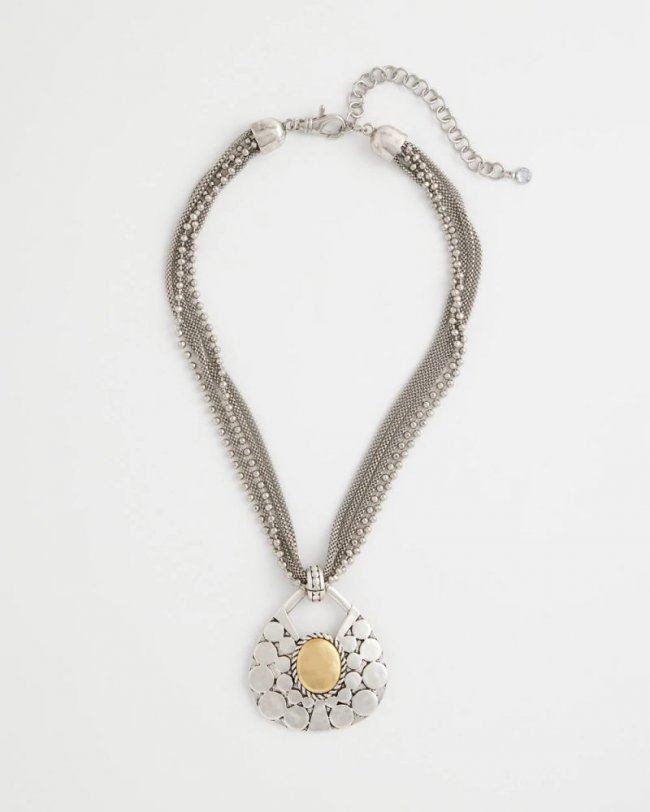 Chicos Island Metal Pendant Necklace - MIXED METALS Chicos Island Metal Pendant Necklace - MIXED METALS