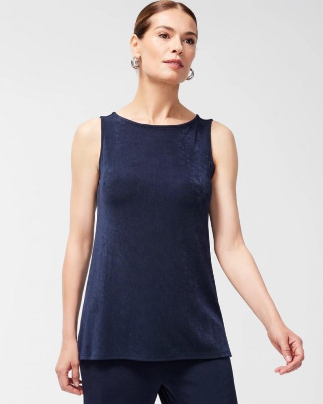 Chicos Travelers™ Classic Side-Slit Tank - TRAVELERS INDIA INK Chicos Travelers™ Classic Side-Slit Tank - TRAVELERS INDIA INK