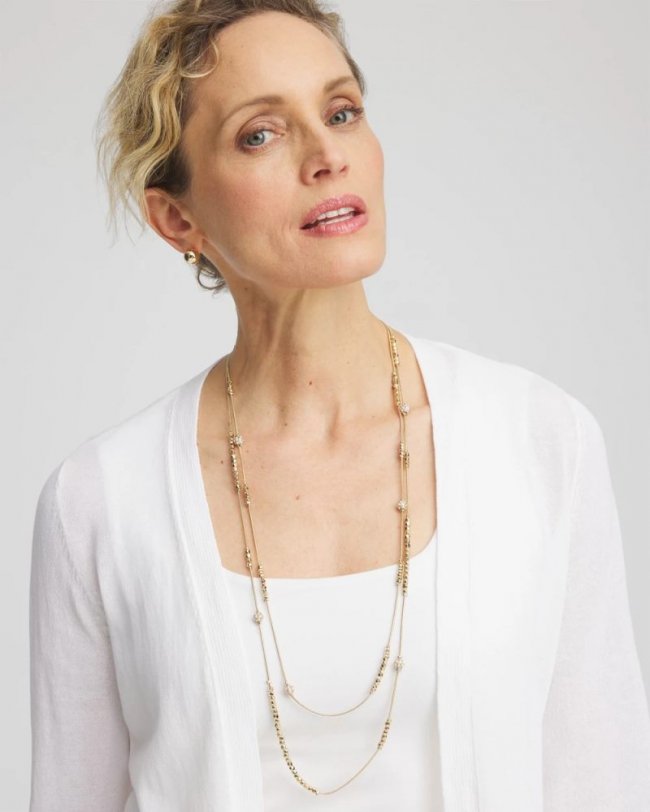 Chicos Hexie Multi-Strand Necklace - GOLD Chicos Hexie Multi-Strand Necklace - GOLD