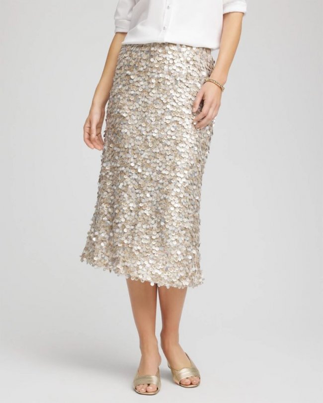 Chicos Sequins Party Pencil Skirt - CHAMPAGNE FIZZ Chicos Sequins Party Pencil Skirt - CHAMPAGNE FIZZ