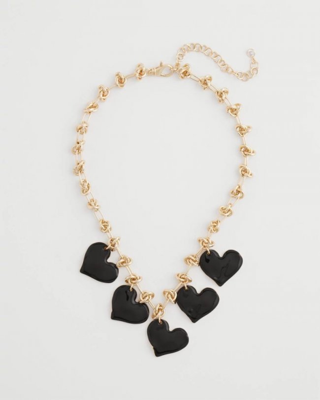 Chicos Black Heart Drop Off Necklace - BLACK Chicos Black Heart Drop Off Necklace - BLACK