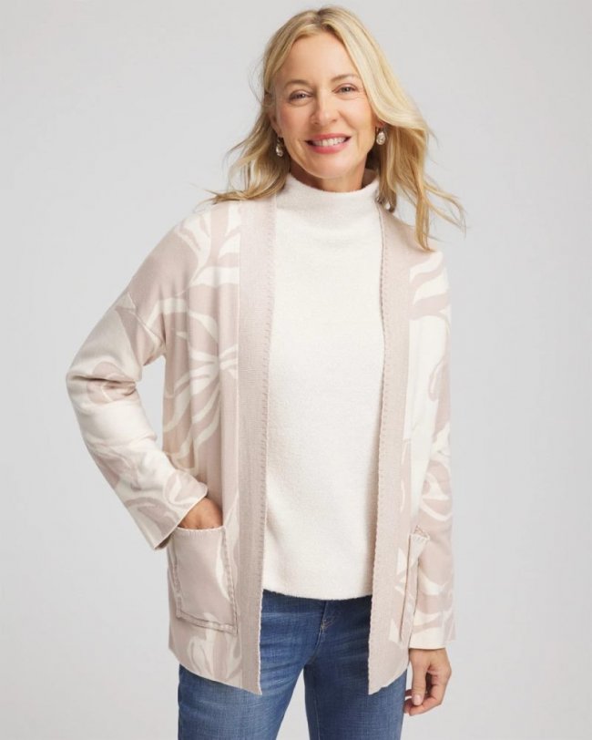 Chicos Abstract Bloom Cardigan - ENGLISH CREAM Chicos Abstract Bloom Cardigan - ENGLISH CREAM