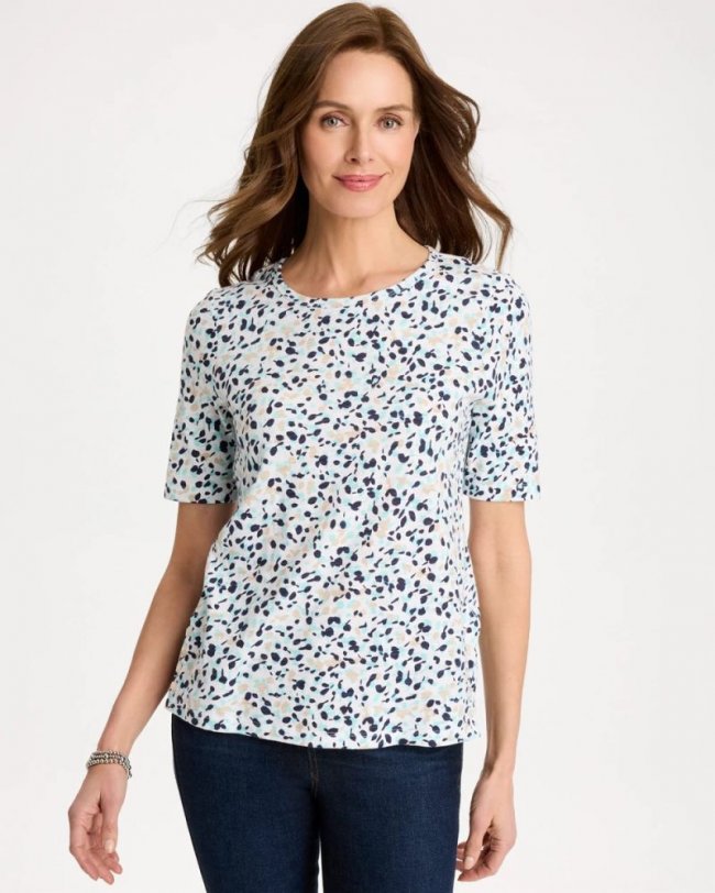 Chicos Cotton Slub Printed Tee - BONDI BLUE Chicos Cotton Slub Printed Tee - BONDI BLUE