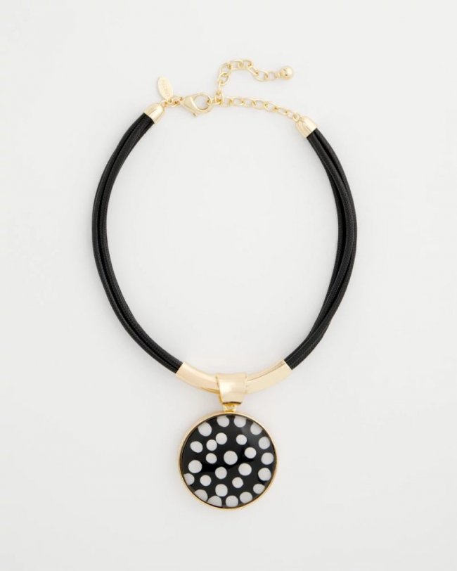 Chicos Polka Dot Pendant Necklace - BLACK/WHITE Chicos Polka Dot Pendant Necklace - BLACK/WHITE