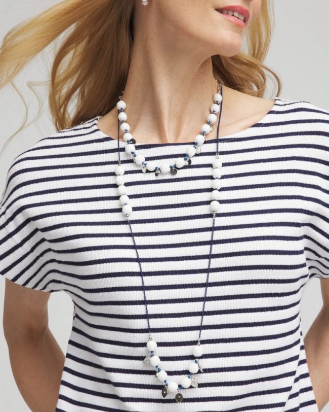 Chicos Convertible White Stone Necklace - BLUE AND WHITE Chicos Convertible White Stone Necklace - BLUE AND WHITE