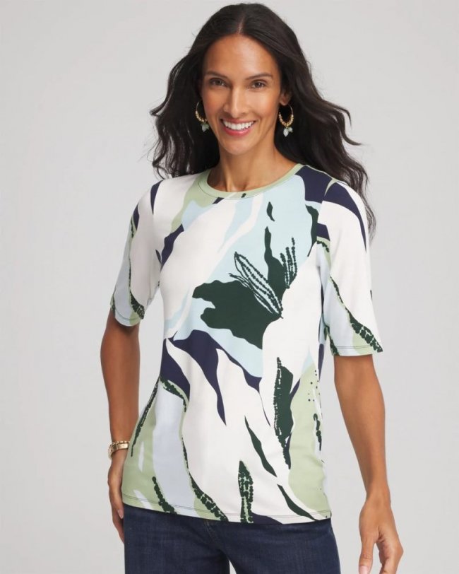 Chicos Touch of Cool™ Elbow-Sleeve Perfect Tee - SAGE MEADOW Chicos Touch of Cool™ Elbow-Sleeve Perfect Tee - SAGE MEADOW