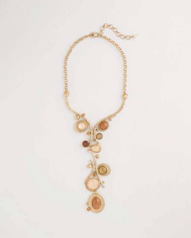 Chicos Chico's Originals Neutral Linear Swirl Necklace - NEUTRAL Chicos Chico's Originals Neutral Linear Swirl Necklace - NEUTRAL