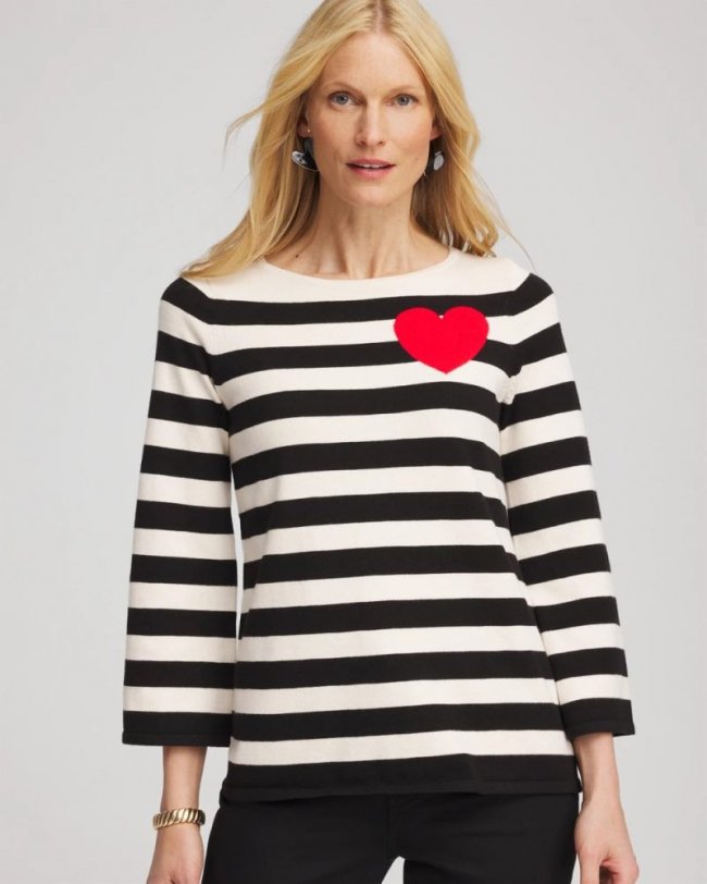 Chicos Striped V-Day Pullover - ENGLISH CREAM Chicos Striped V-Day Pullover - ENGLISH CREAM