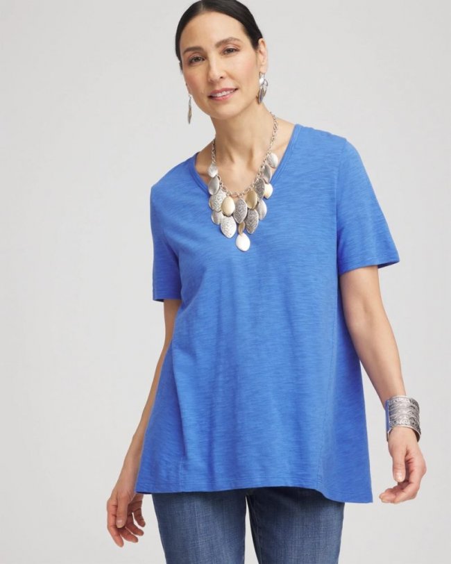 Chicos Slub V-Neck Tee - BLUE PEARL Chicos Slub V-Neck Tee - BLUE PEARL