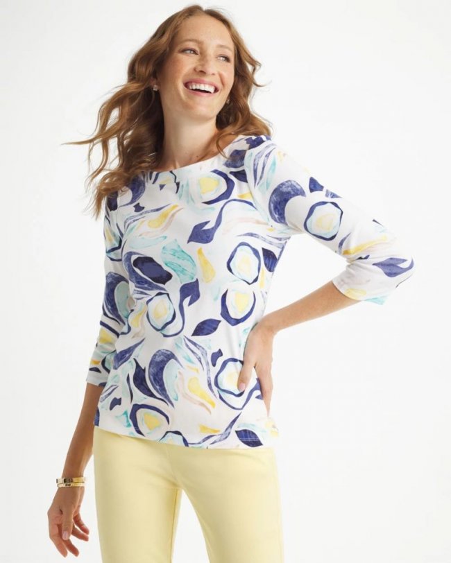 Chicos Abstract Pima 3/4 Sleeve Tee - PASSPORT BLUE Chicos Abstract Pima 3/4 Sleeve Tee - PASSPORT BLUE