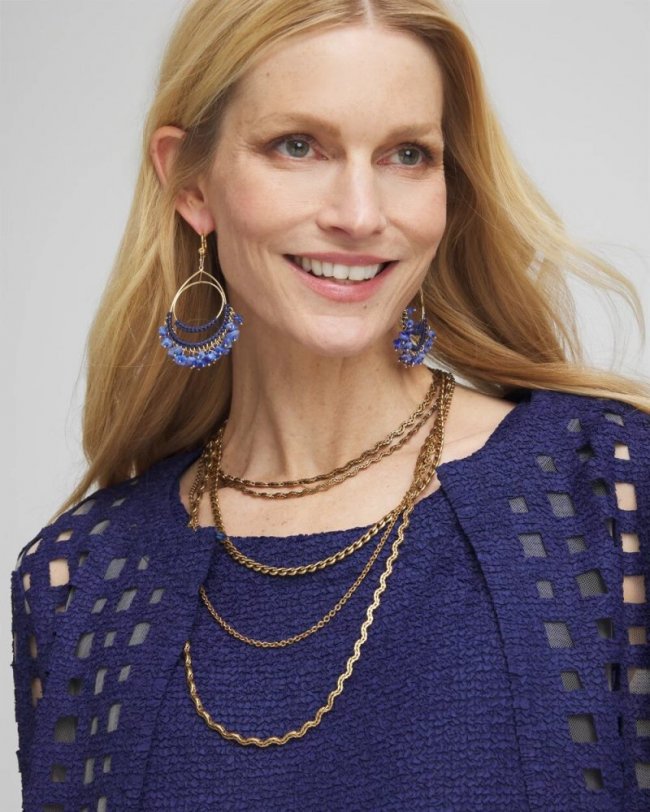 Chicos Multi Strand Gold Tone Necklace - GOLD Chicos Multi Strand Gold Tone Necklace - GOLD
